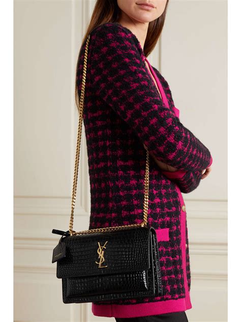 yves saint laurent croc bag smal|saint laurent sunset bag.